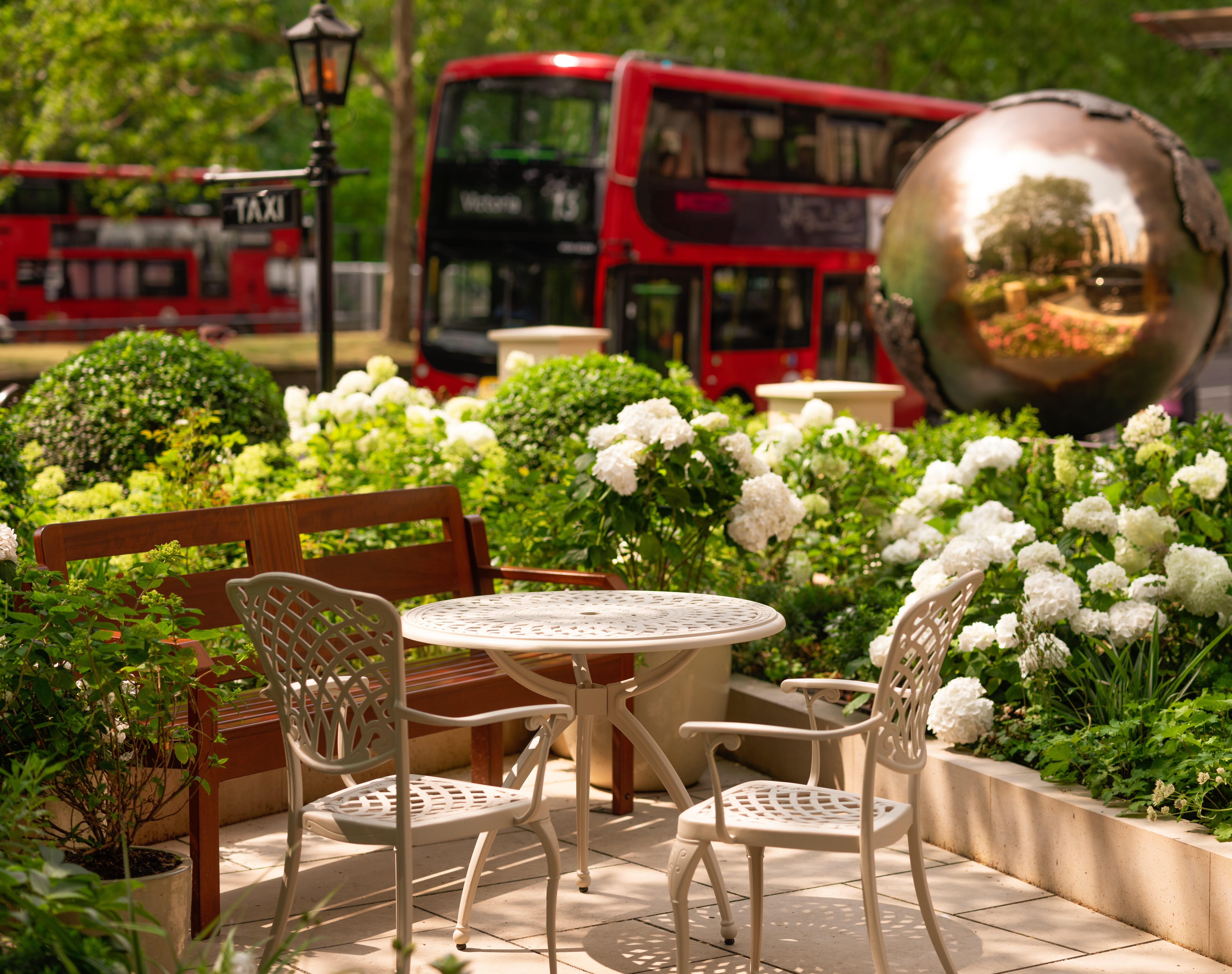 Outdoor table and chair in hotel