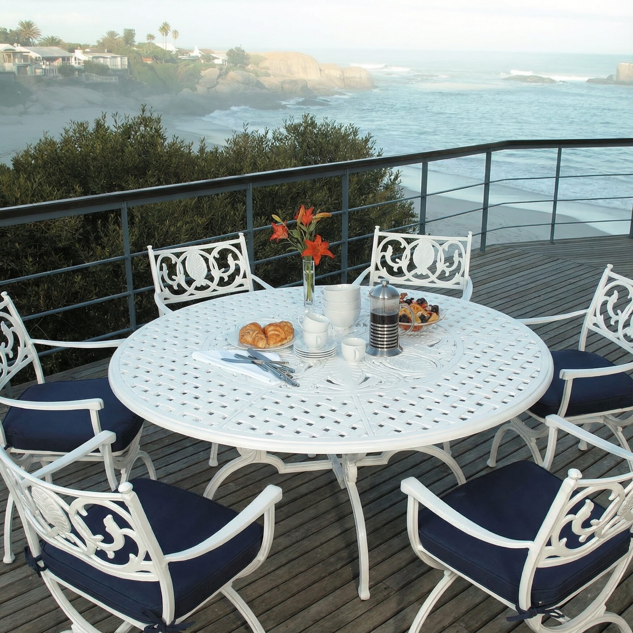 Oxley's Artemis 1350 Table and Armchairs in White - Top